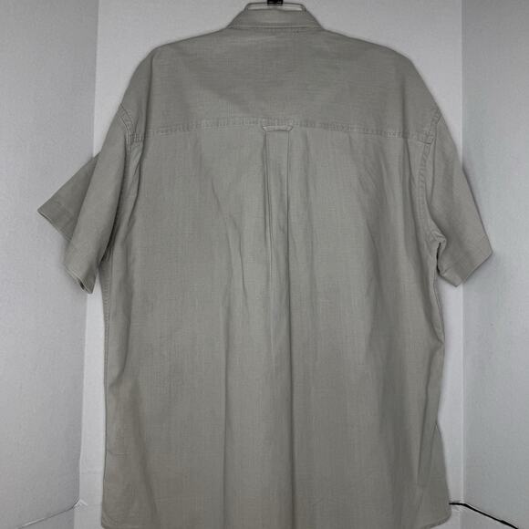 VTG Chaps Ralph Lauren Mens L Beige Linen Cotton Button Down Summer Casual Shirt - Picture 5 of 10